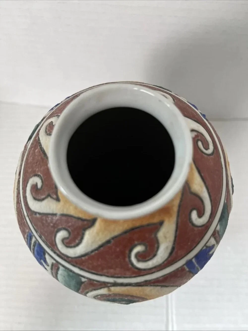 Southwest Textured Ceramic Vase Hand Painted Geometric Tribal Boho Decor 8